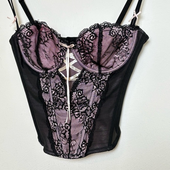 Mesh Lace Bow Corset with Underwire Bra - Picture 7 of 13